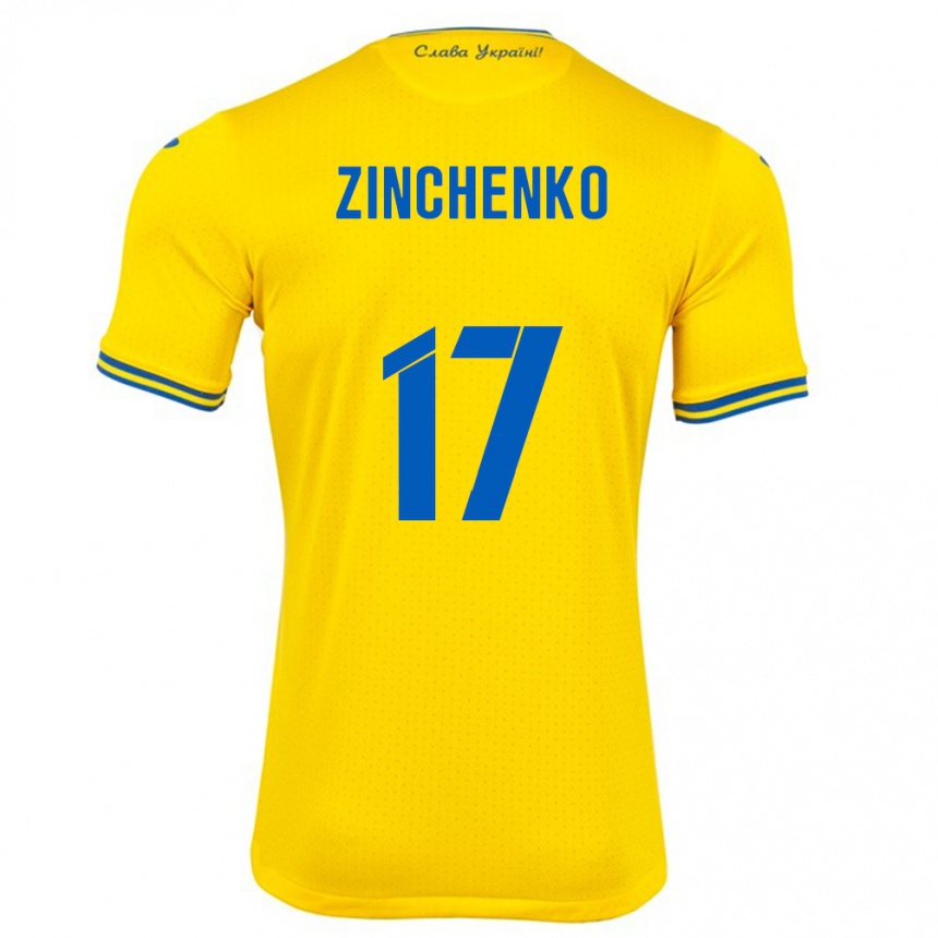 Kids Football Ukraine Oleksandr Zinchenko #17 Yellow Home Jersey 24-26 T-Shirt Za