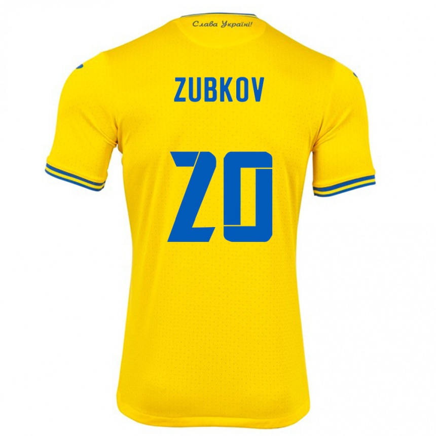 Kids Football Ukraine Oleksandr Zubkov #20 Yellow Home Jersey 24-26 T-Shirt Za