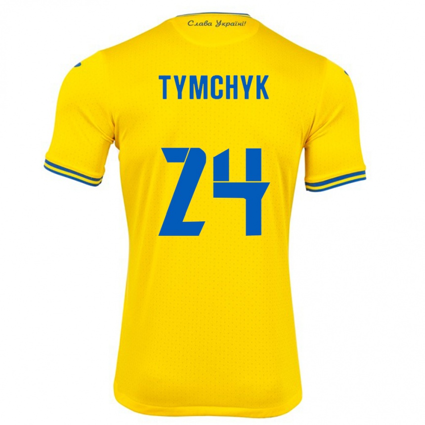 Kids Football Ukraine Oleksandr Tymchyk #24 Yellow Home Jersey 24-26 T-Shirt Za