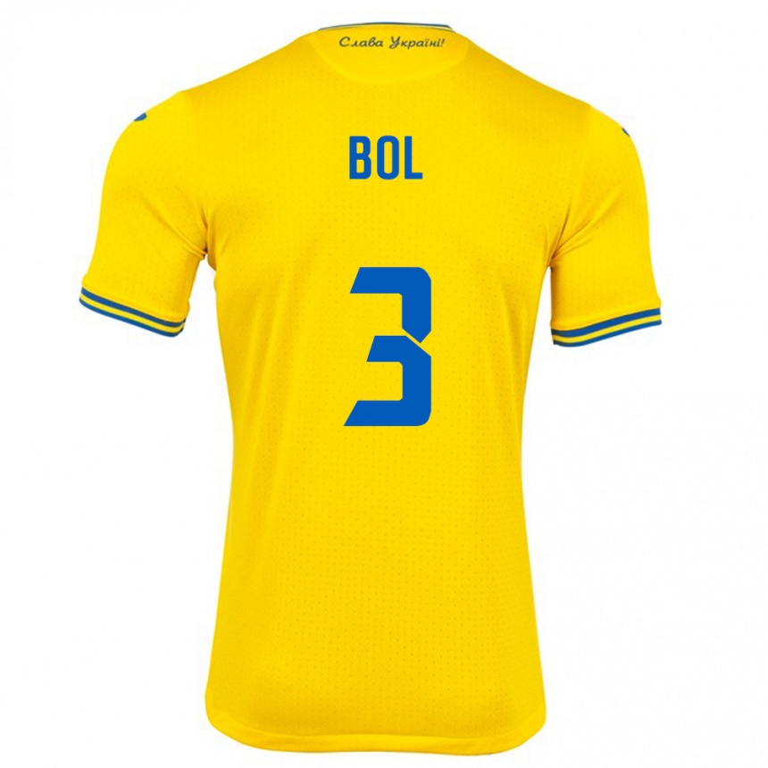 Kids Football Ukraine Anton Bol #3 Yellow Home Jersey 24-26 T-Shirt Za