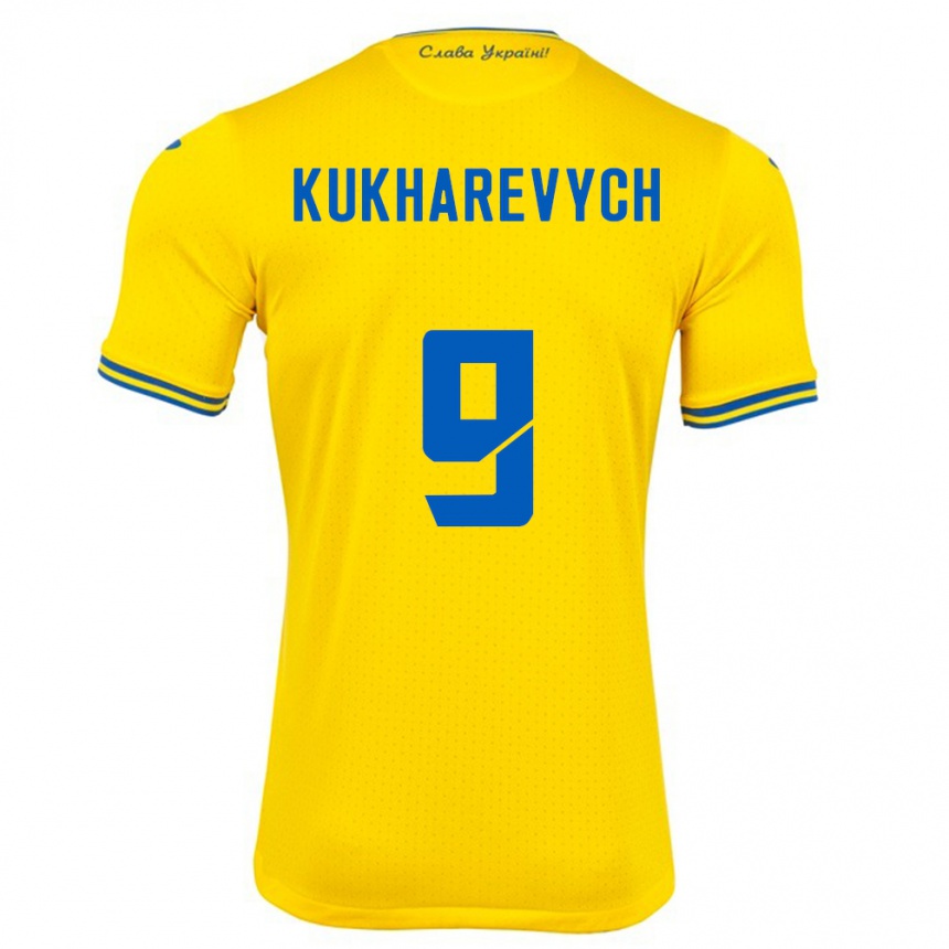 Kids Football Ukraine Mykola Kukharevych #9 Yellow Home Jersey 24-26 T-Shirt Za