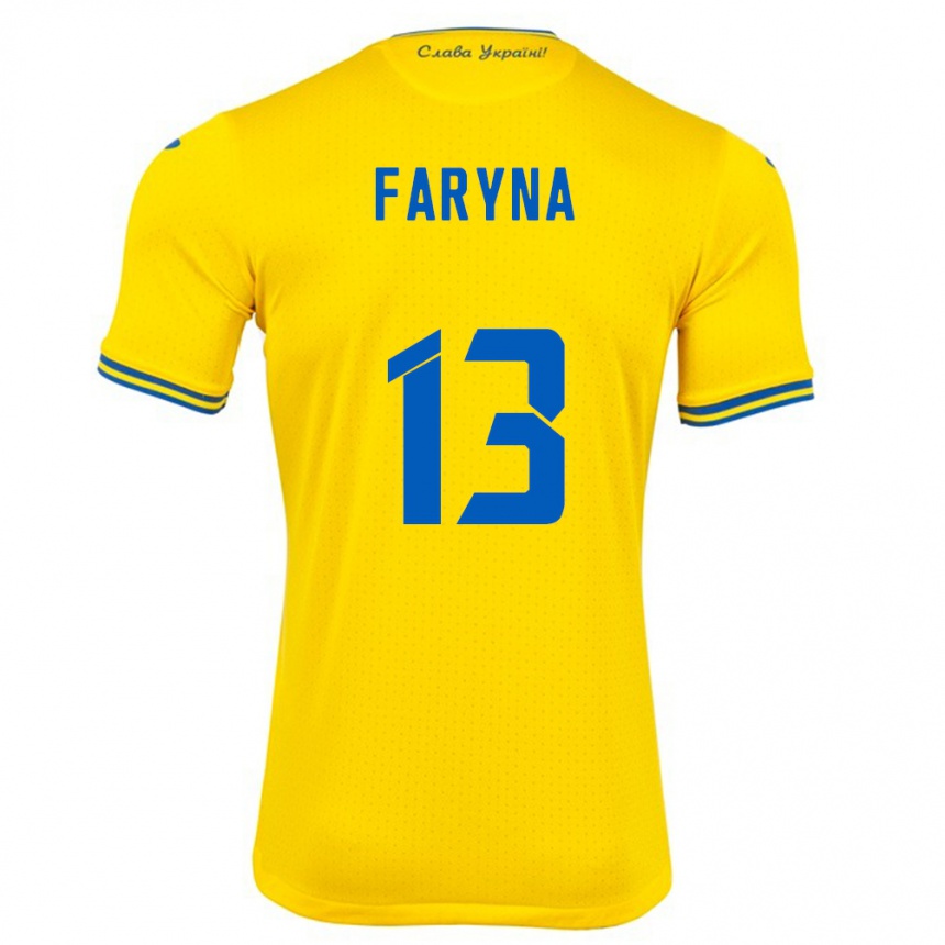 Kids Football Ukraine Maryan Faryna #13 Yellow Home Jersey 24-26 T-Shirt Za