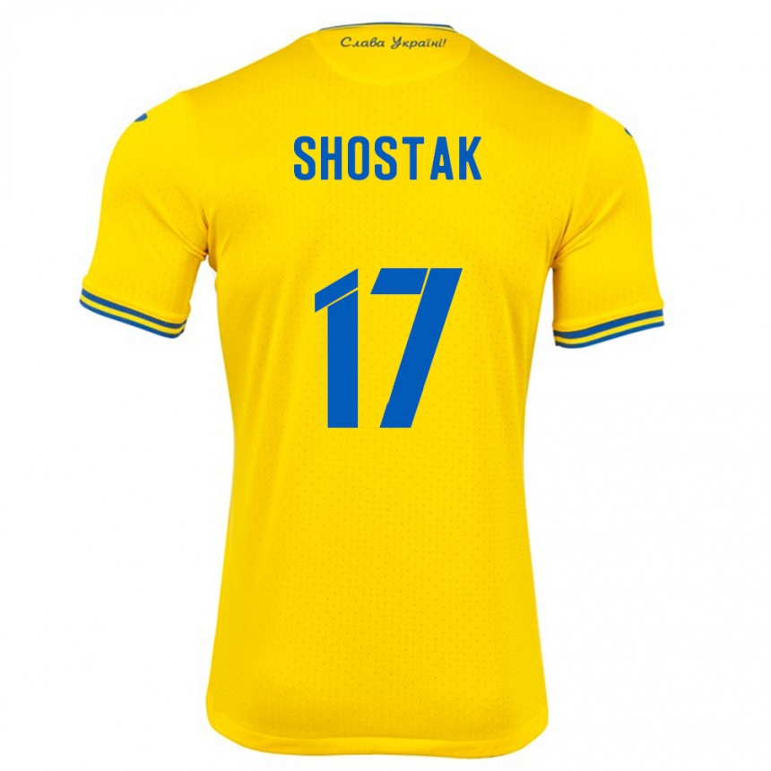 Kids Football Ukraine Denys Shostak #17 Yellow Home Jersey 24-26 T-Shirt Za