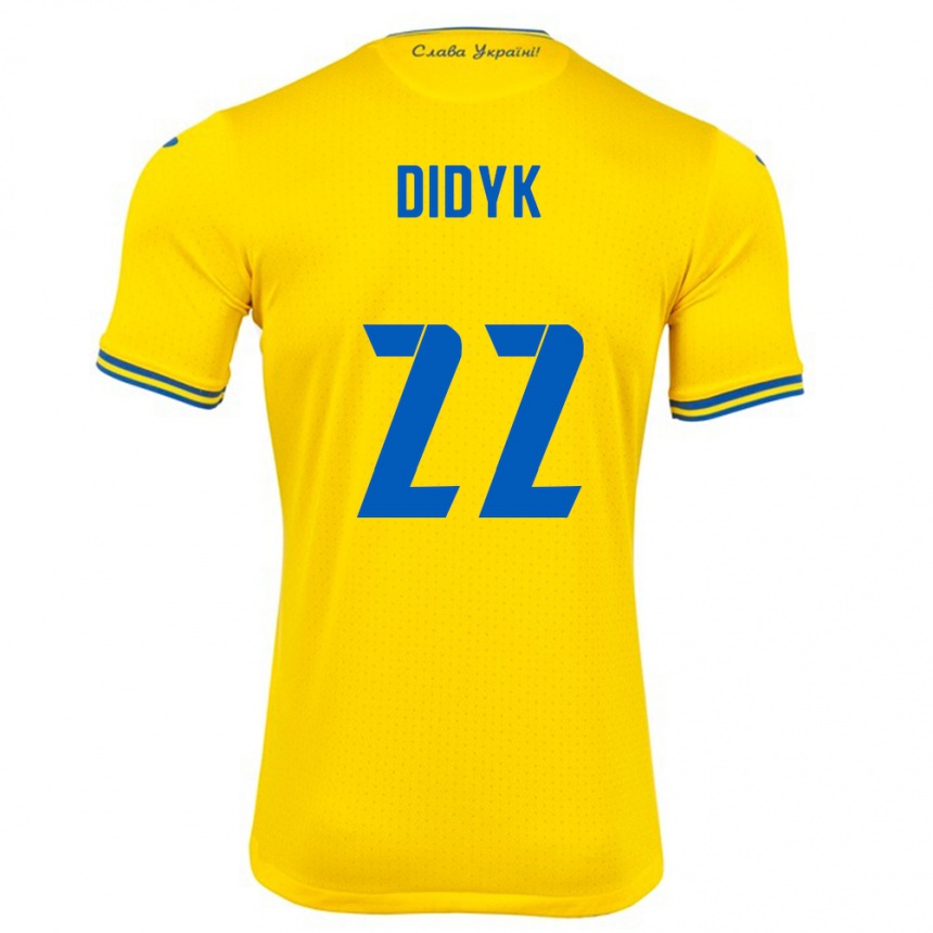 Kids Football Ukraine Roman Didyk #22 Yellow Home Jersey 24-26 T-Shirt Za