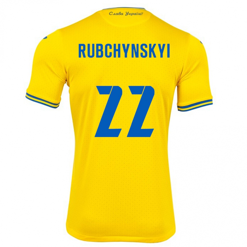 Kids Football Ukraine Valentyn Rubchynskyi #22 Yellow Home Jersey 24-26 T-Shirt Za