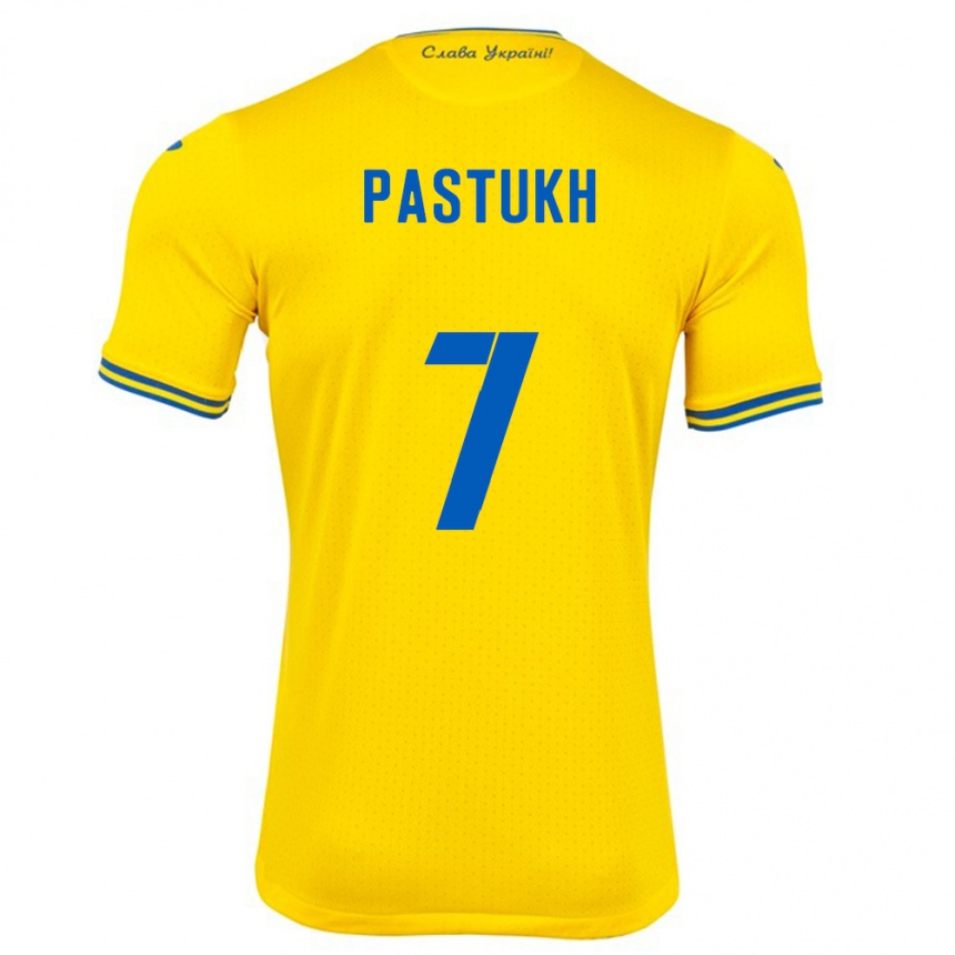 Kids Football Ukraine Yevgeniy Pastukh #7 Yellow Home Jersey 24-26 T-Shirt Za