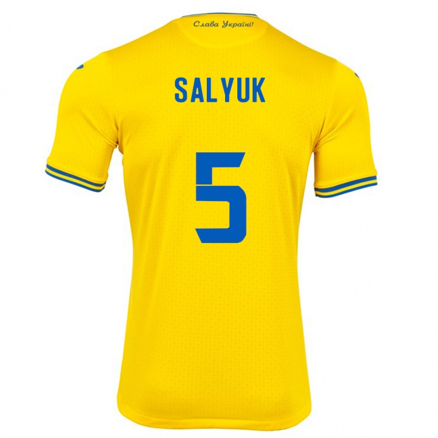 Kids Football Ukraine Volodymyr Salyuk #5 Yellow Home Jersey 24-26 T-Shirt Za