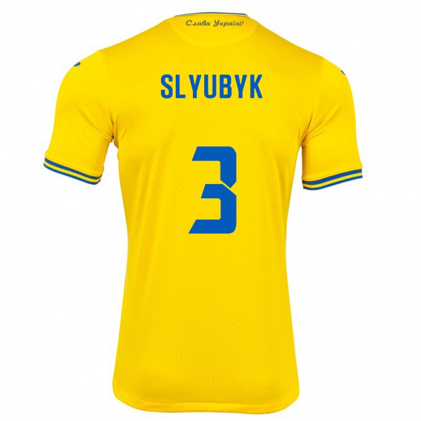 Kids Football Ukraine Bogdan Slyubyk #3 Yellow Home Jersey 24-26 T-Shirt Za