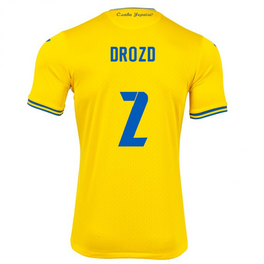 Kids Football Ukraine Anton Drozd #2 Yellow Home Jersey 24-26 T-Shirt Za