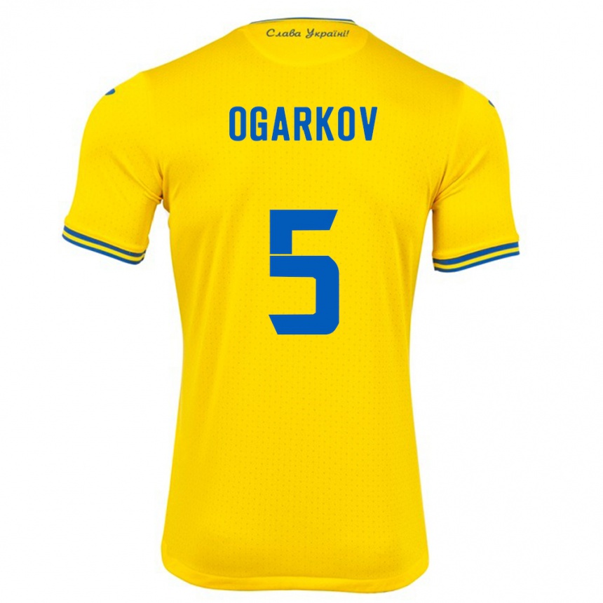 Kids Football Ukraine Mykola Ogarkov #5 Yellow Home Jersey 24-26 T-Shirt Za