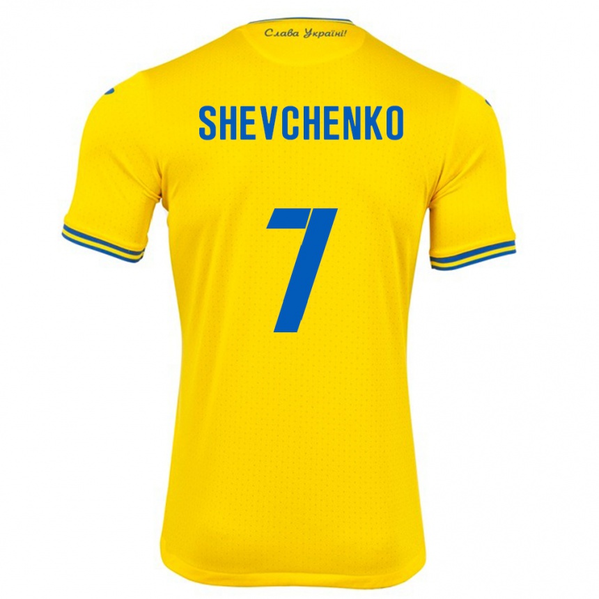 Kids Football Ukraine Kristian Shevchenko #7 Yellow Home Jersey 24-26 T-Shirt Za