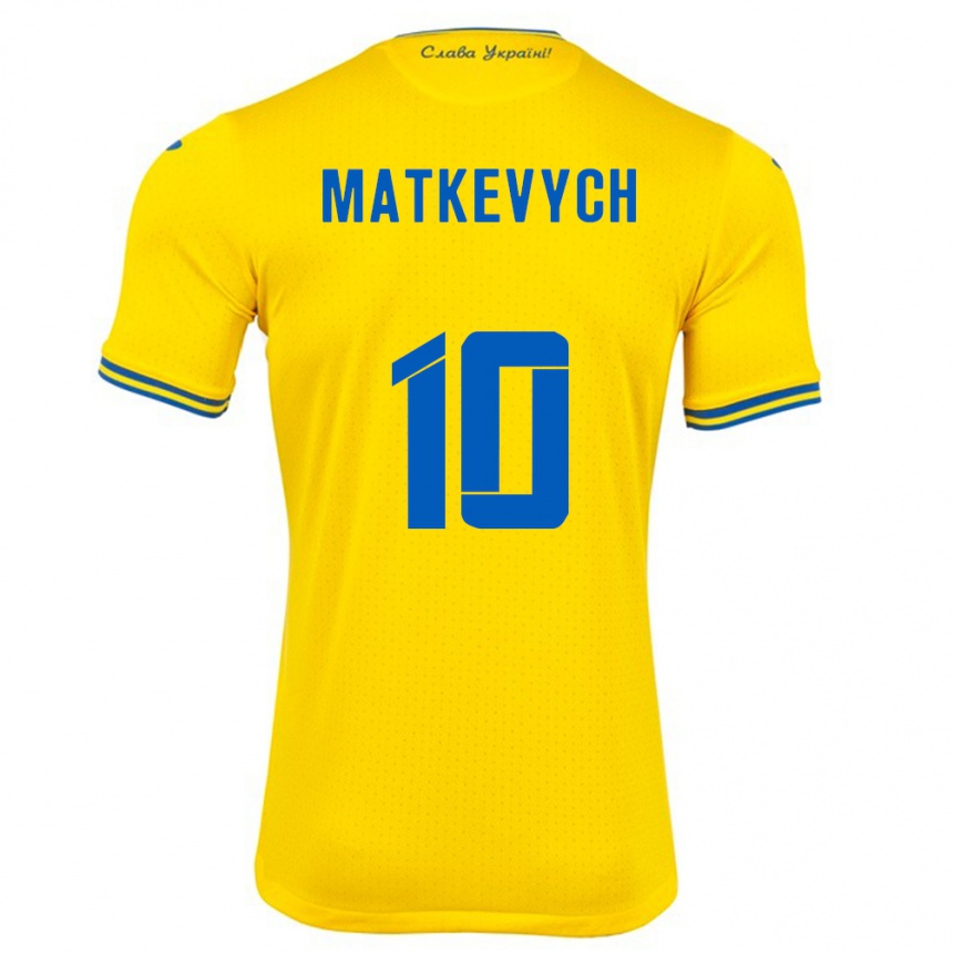 Kids Football Ukraine Andriy Matkevych #10 Yellow Home Jersey 24-26 T-Shirt Za