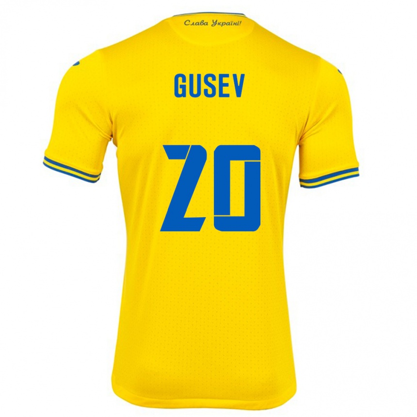 Kids Football Ukraine Oleksiy Gusev #20 Yellow Home Jersey 24-26 T-Shirt Za