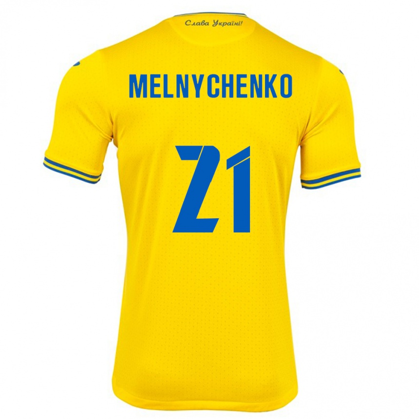 Kids Football Ukraine Maksym Melnychenko #21 Yellow Home Jersey 24-26 T-Shirt Za