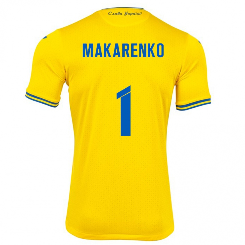 Kids Football Ukraine Nazar Makarenko #1 Yellow Home Jersey 24-26 T-Shirt Za