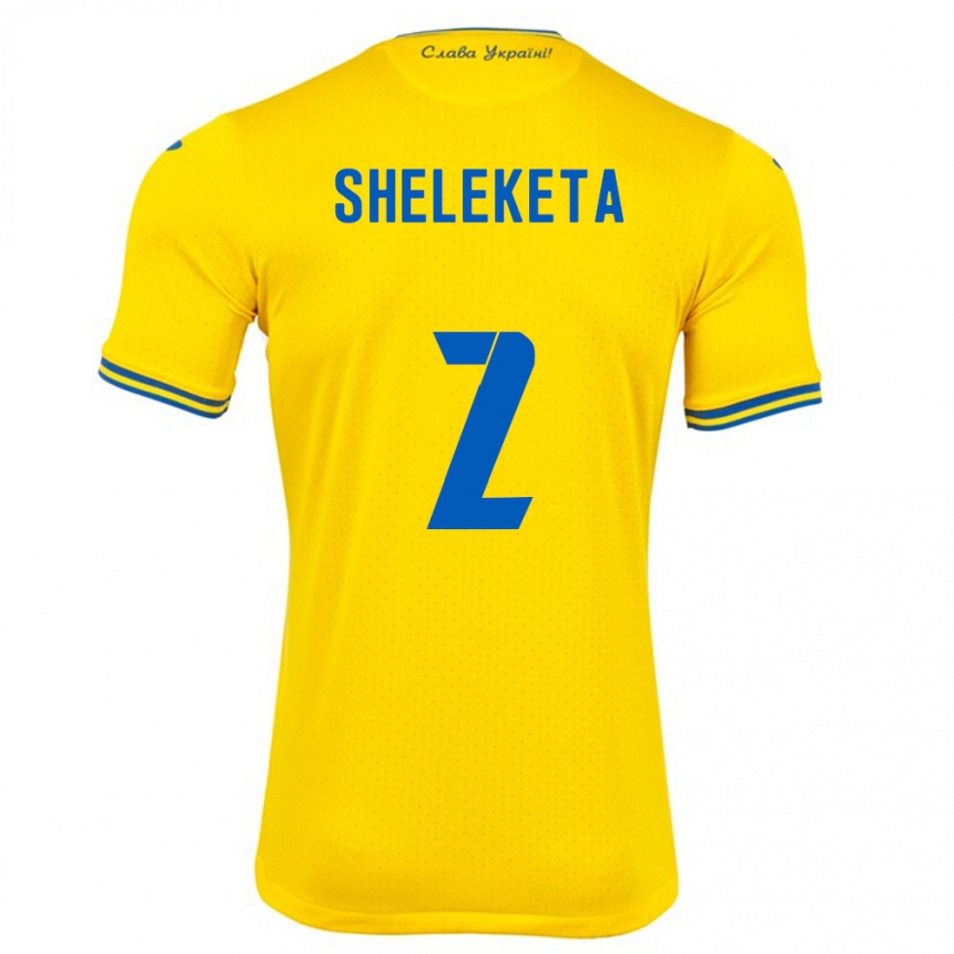 Kids Football Ukraine Mykyta Sheleketa #2 Yellow Home Jersey 24-26 T-Shirt Za