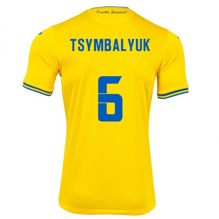 Kids Football Ukraine Maksym Tsymbalyuk #6 Yellow Home Jersey 24-26 T-Shirt Za