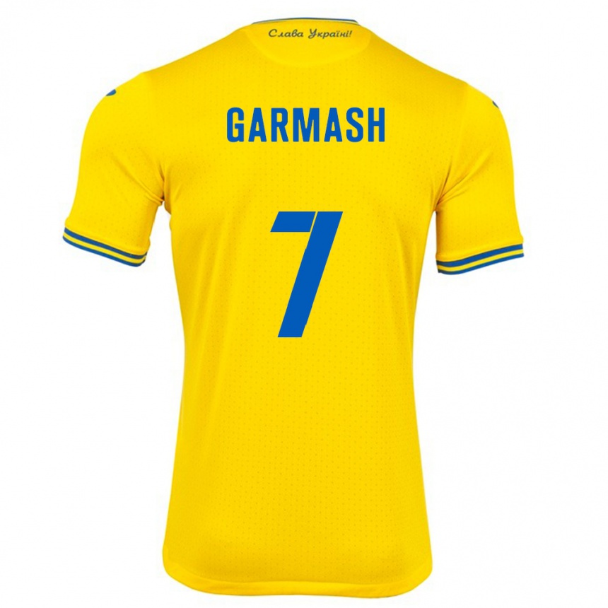 Kids Football Ukraine Yevgen Garmash #7 Yellow Home Jersey 24-26 T-Shirt Za