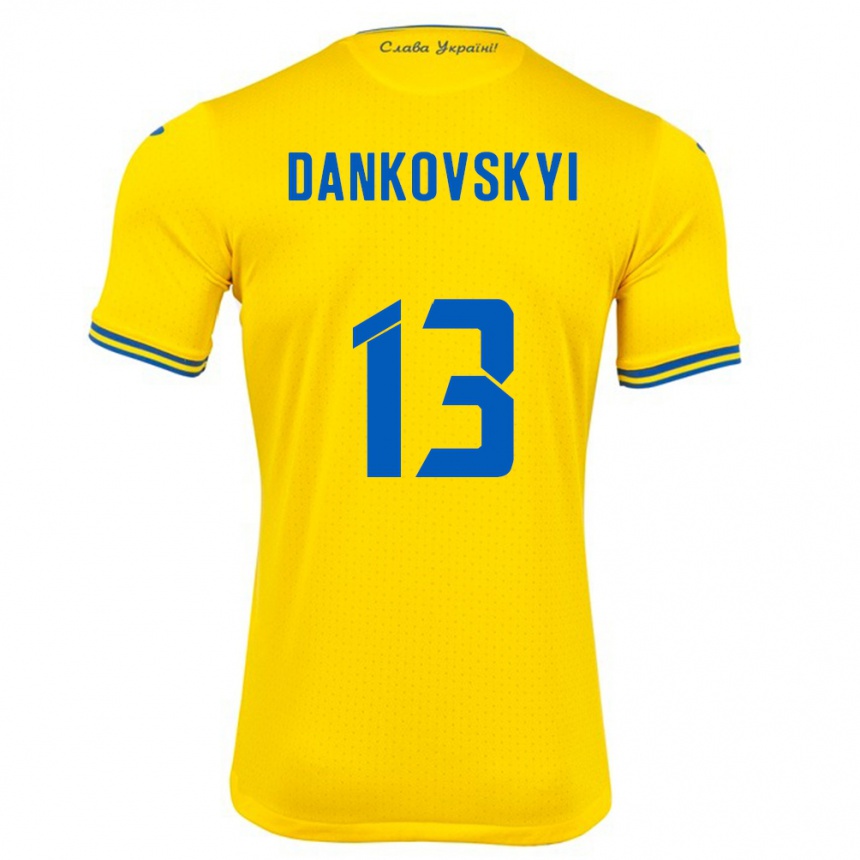 Kids Football Ukraine Yegor Dankovskyi #13 Yellow Home Jersey 24-26 T-Shirt Za