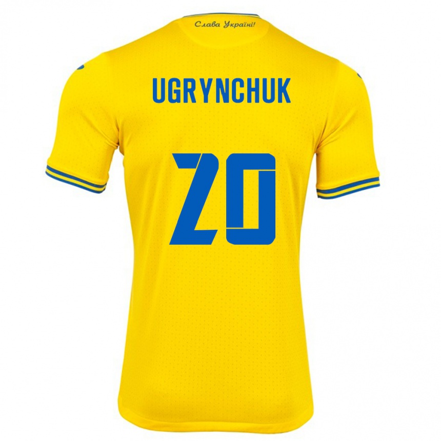 Kids Football Ukraine Artem Ugrynchuk #20 Yellow Home Jersey 24-26 T-Shirt Za