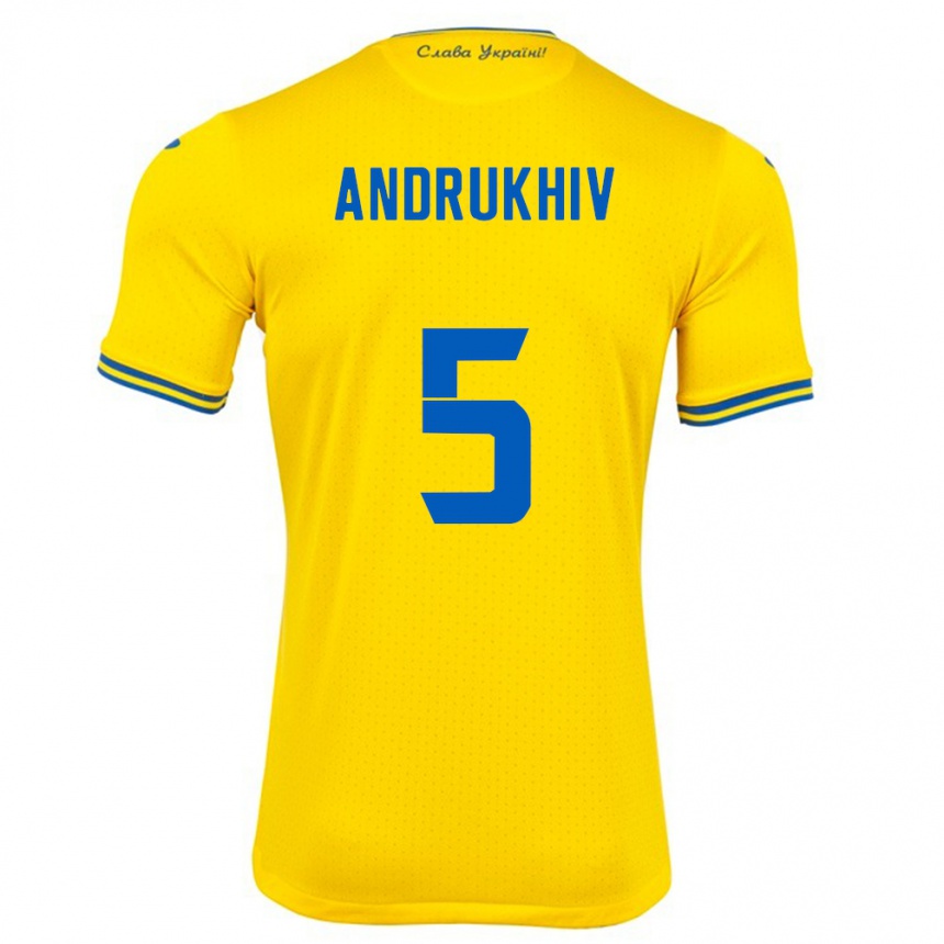 Kids Football Ukraine Veronika Andrukhiv #5 Yellow Home Jersey 24-26 T-Shirt Za