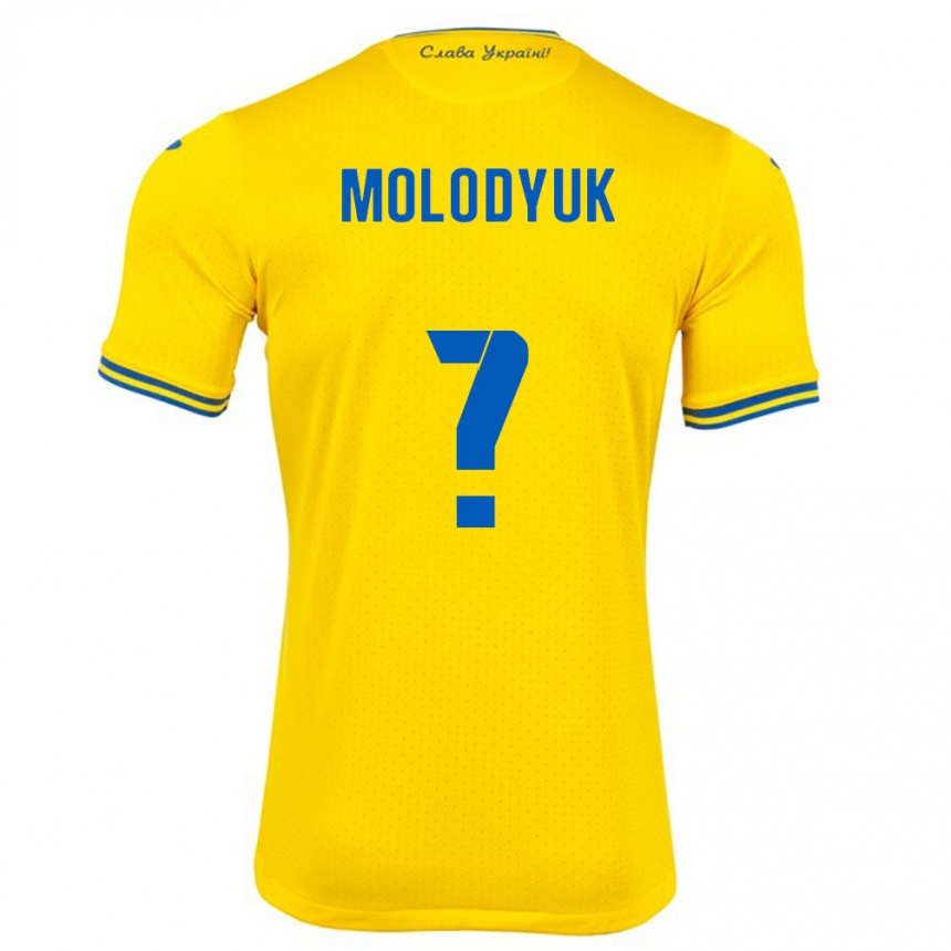 Kids Football Ukraine Yelyzaveta Molodyuk #0 Yellow Home Jersey 24-26 T-Shirt Za