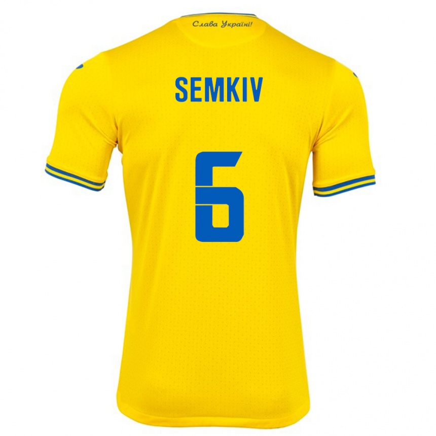 Kids Football Ukraine Dayana Semkiv #6 Yellow Home Jersey 24-26 T-Shirt Za