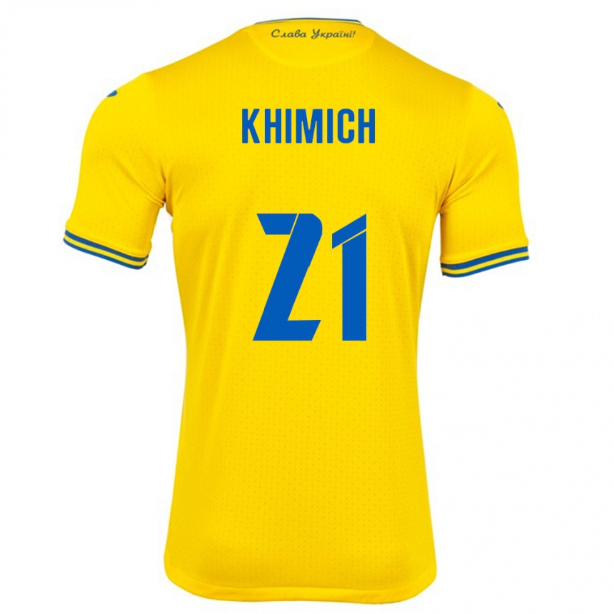 Kids Football Ukraine Tamila Khimich #21 Yellow Home Jersey 24-26 T-Shirt Za