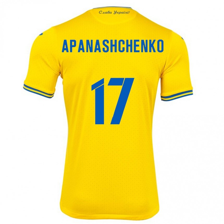 Kids Football Ukraine Daryna Apanashchenko #17 Yellow Home Jersey 24-26 T-Shirt Za