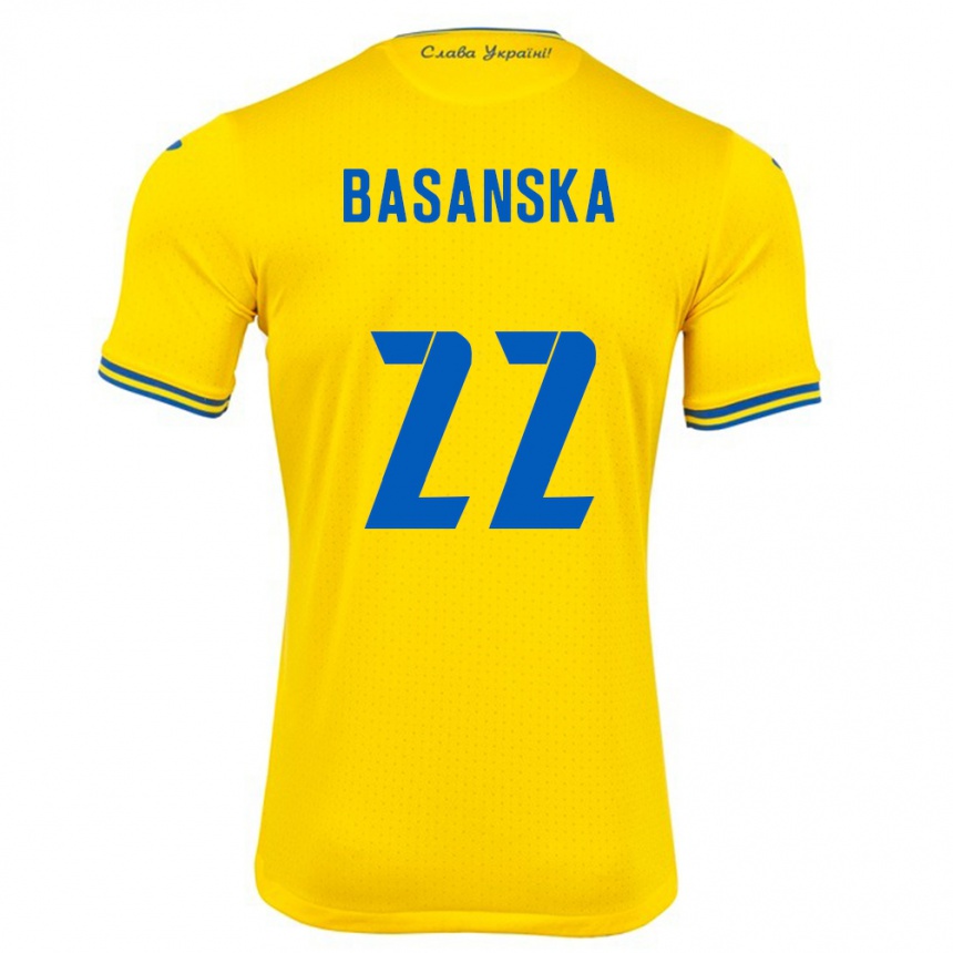 Kids Football Ukraine Olga Basanska #22 Yellow Home Jersey 24-26 T-Shirt Za