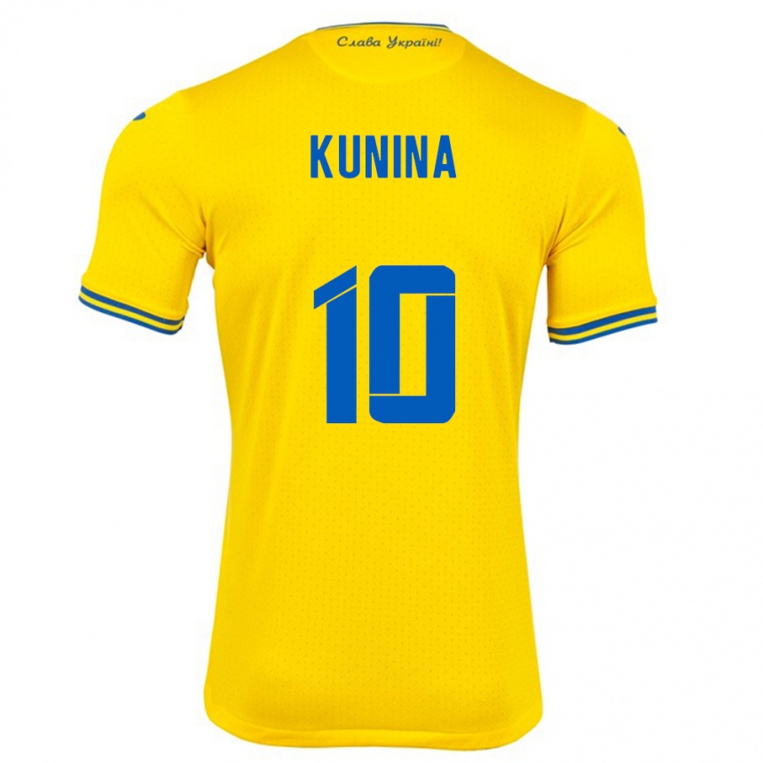 Kids Football Ukraine Nadiia Kunina #10 Yellow Home Jersey 24-26 T-Shirt Za