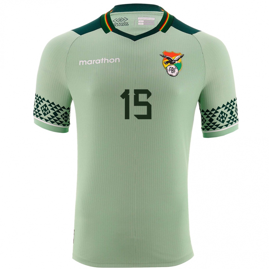 Kids Football Bolivia Aidé Mendiola #15 Light Green Home Jersey 24-26 T-Shirt Za