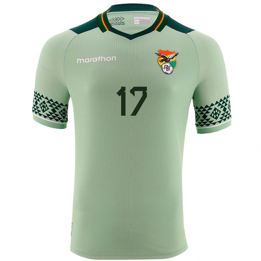 Kids Football Bolivia Jhon Velásquez #17 Light Green Home Jersey 24-26 T-Shirt Za