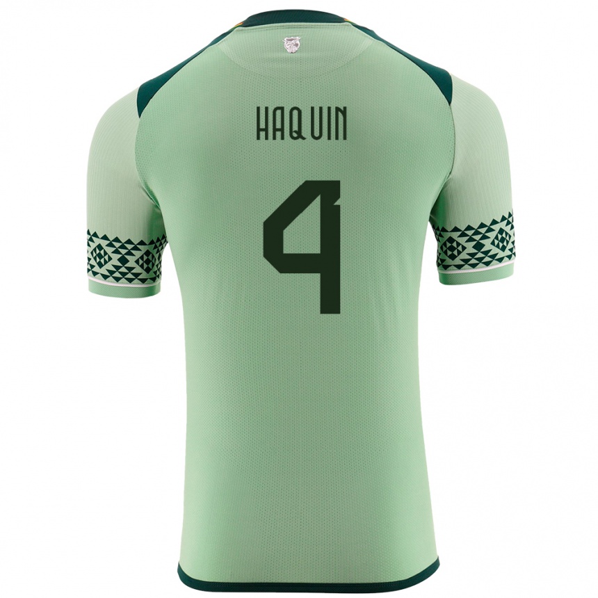 Kids Football Bolivia Luis Haquín #4 Light Green Home Jersey 24-26 T-Shirt Za