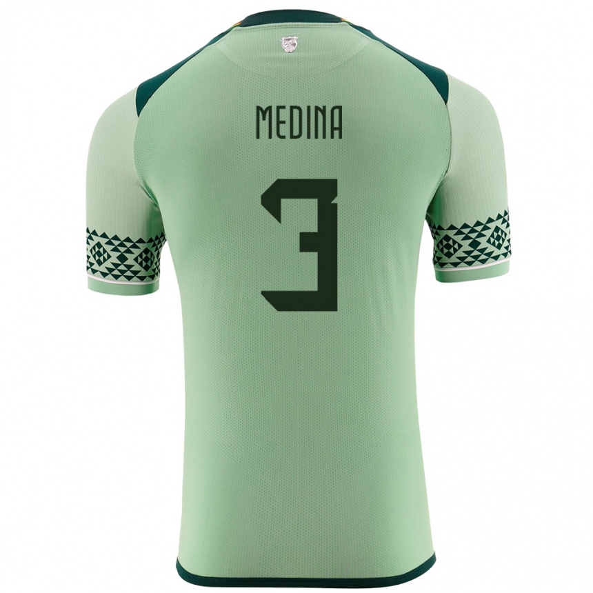 Kids Football Bolivia Diego Medina #3 Light Green Home Jersey 24-26 T-Shirt Za