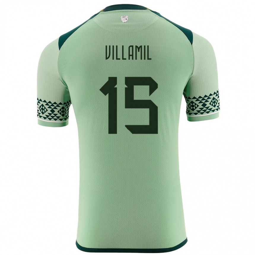 Kids Football Bolivia Gabriel Villamíl #15 Light Green Home Jersey 24-26 T-Shirt Za