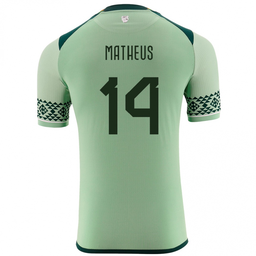 Kids Football Bolivia Robson Matheus #14 Light Green Home Jersey 24-26 T-Shirt Za