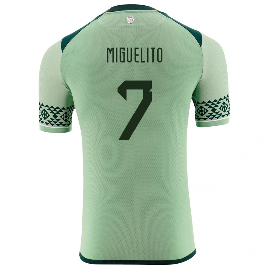 Kids Football Bolivia Miguelito #7 Light Green Home Jersey 24-26 T-Shirt Za