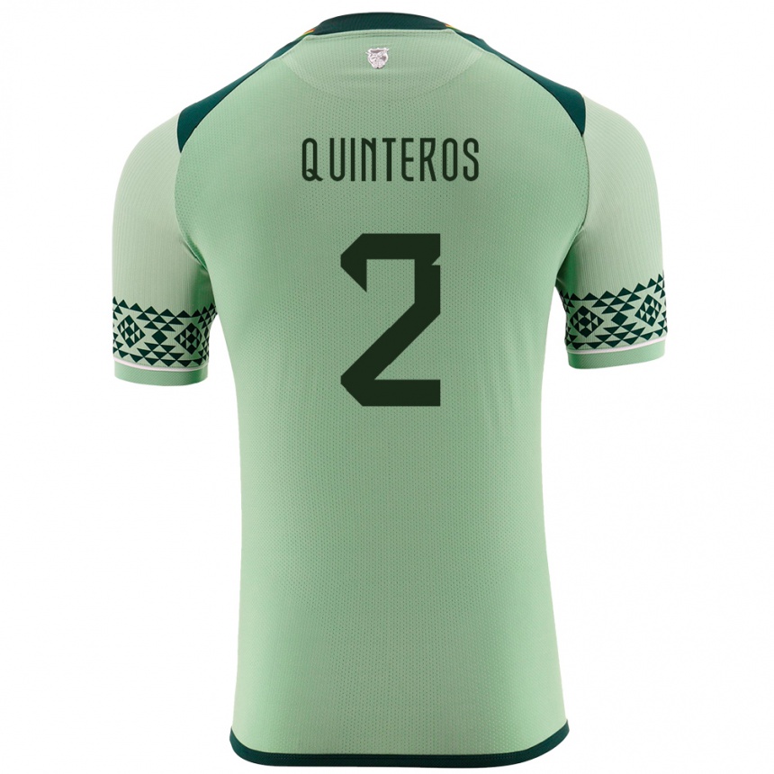 Kids Football Bolivia Jairo Quinteros #2 Light Green Home Jersey 24-26 T-Shirt Za