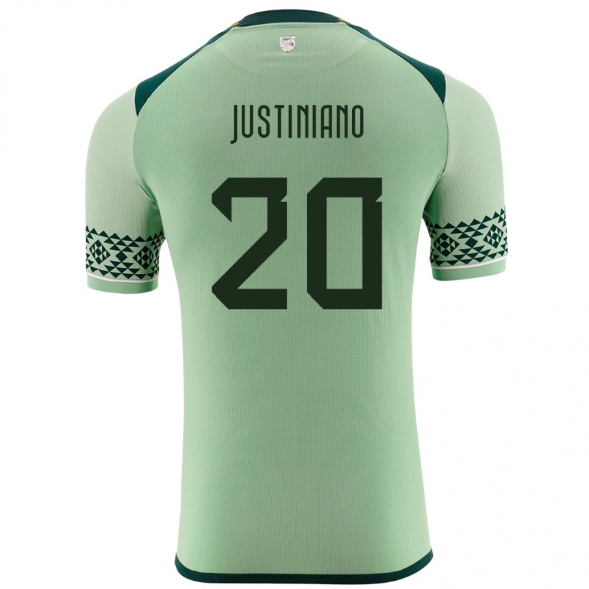 Kids Football Bolivia Leonardo Justiniano #20 Light Green Home Jersey 24-26 T-Shirt Za