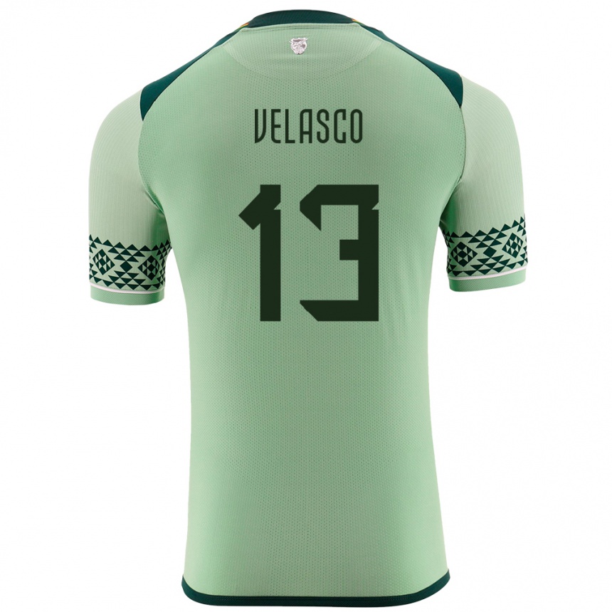 Kids Football Bolivia Jhon Velasco #13 Light Green Home Jersey 24-26 T-Shirt Za