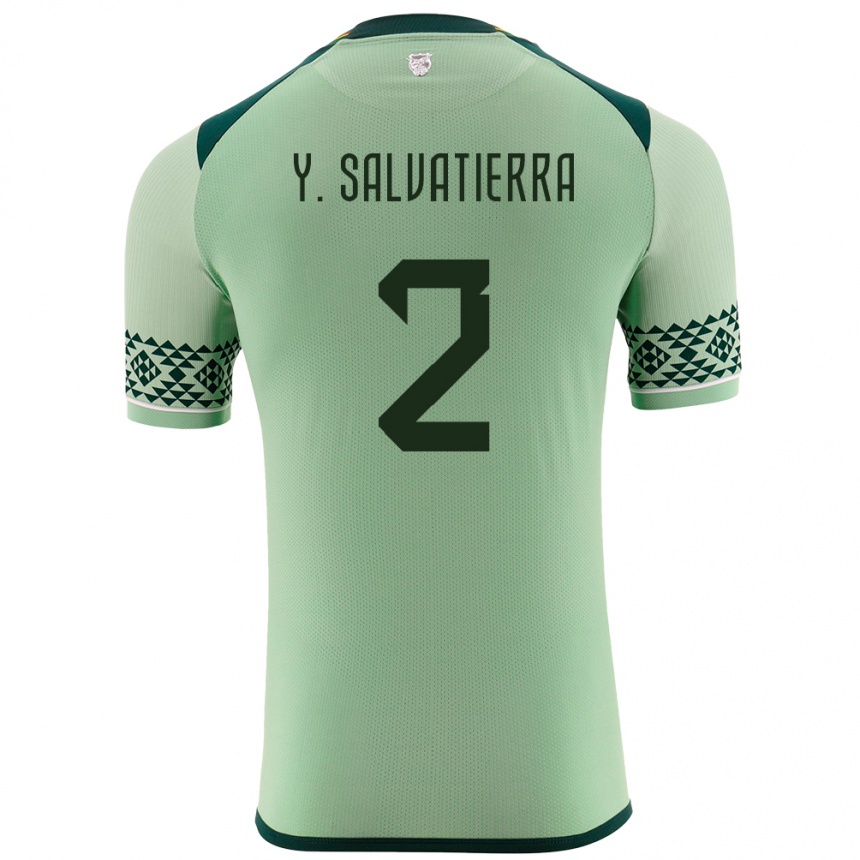 Kids Football Bolivia Yuditaz Jimena Salvatierra #2 Light Green Home Jersey 24-26 T-Shirt Za