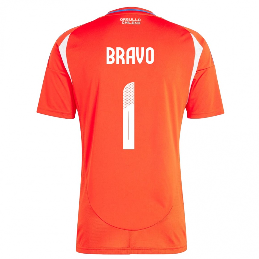 Kids Football Chile Claudio Bravo #1 Red Home Jersey 24-26 T-Shirt Za