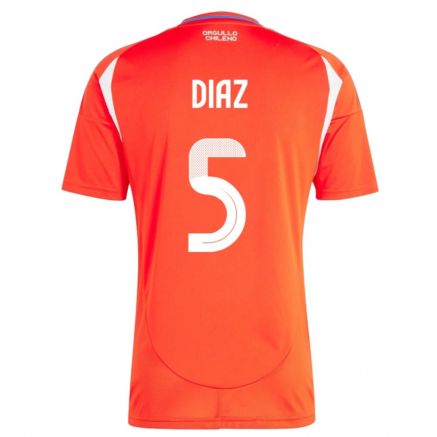 Kids Football Chile Paulo Díaz #5 Red Home Jersey 24-26 T-Shirt Za