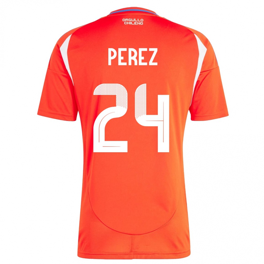 Kids Football Chile César Pérez #24 Red Home Jersey 24-26 T-Shirt Za