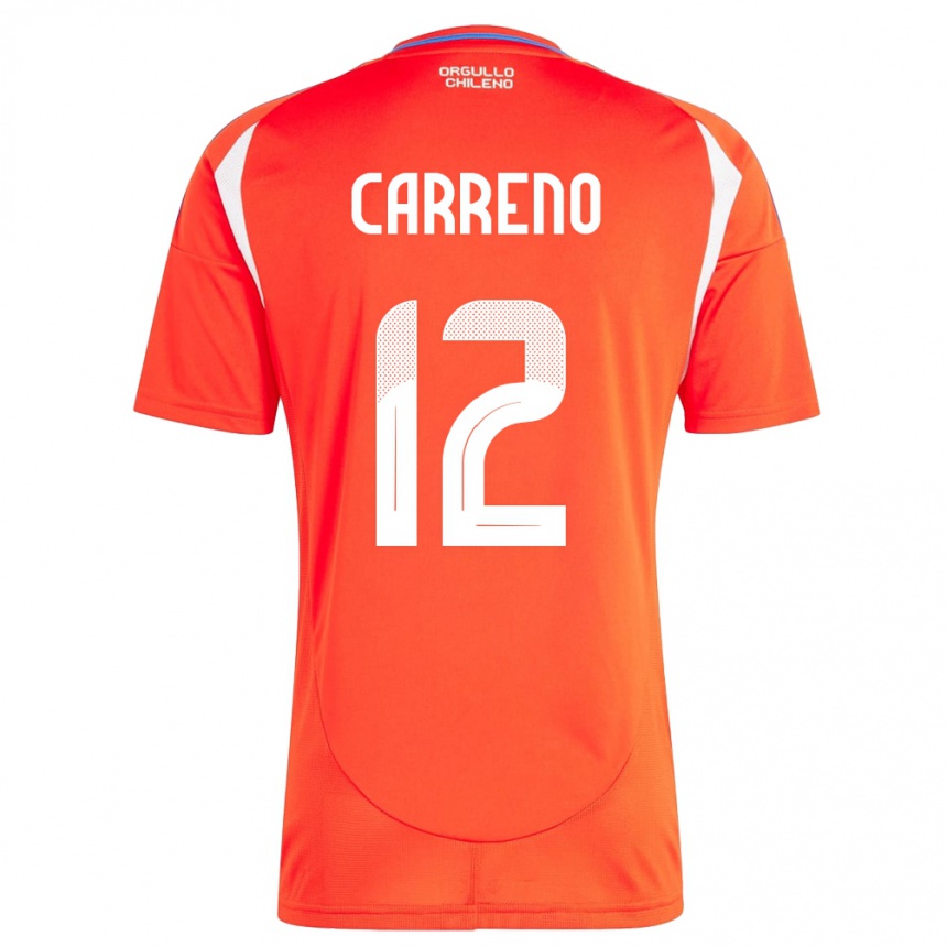 Kids Football Chile Diego Carreño #12 Red Home Jersey 24-26 T-Shirt Za