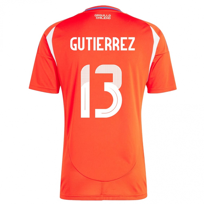 Kids Football Chile Daniel Gutiérrez #13 Red Home Jersey 24-26 T-Shirt Za