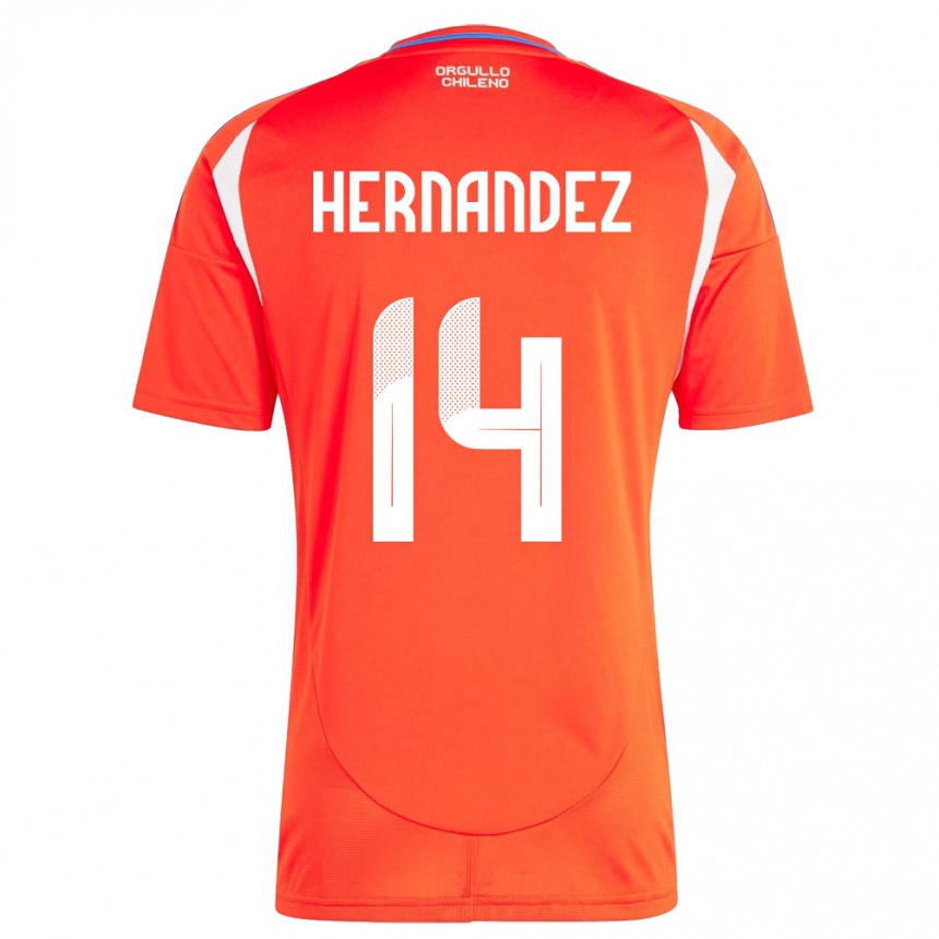 Kids Football Chile Leandro Hernández #14 Red Home Jersey 24-26 T-Shirt Za