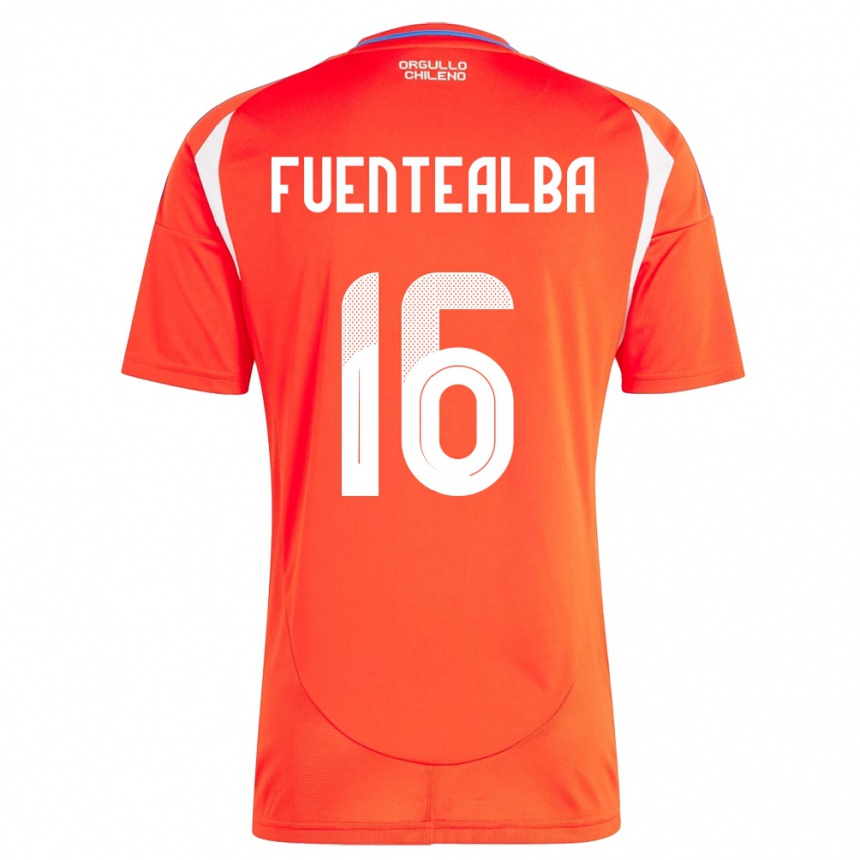 Kids Football Chile Jeison Fuentealba #16 Red Home Jersey 24-26 T-Shirt Za