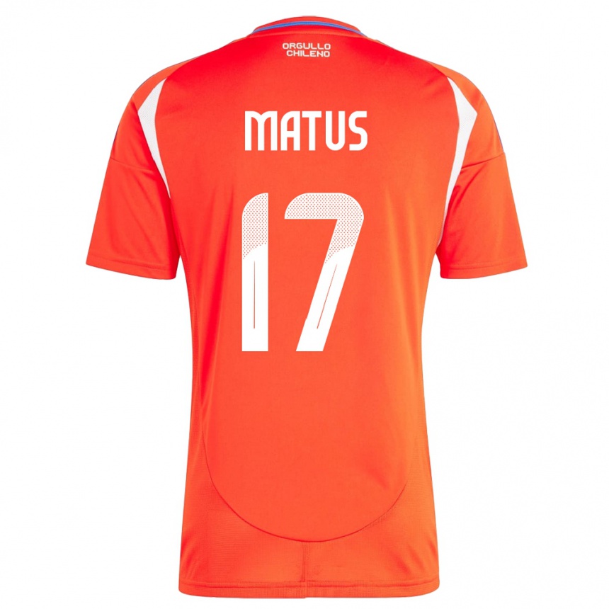 Kids Football Chile Esteban Matus #17 Red Home Jersey 24-26 T-Shirt Za